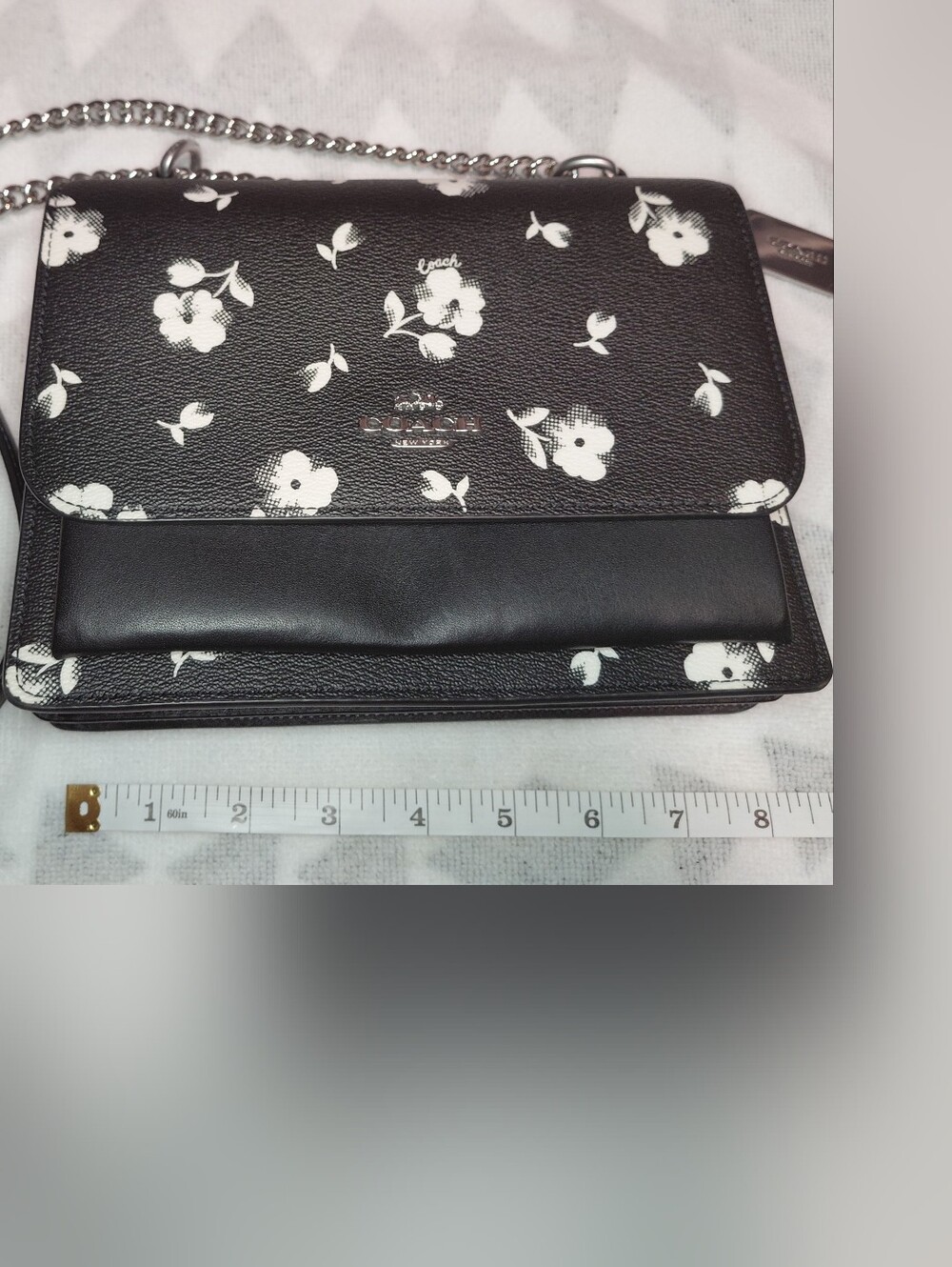 Coach Klare Black Floral Chain Crossbody